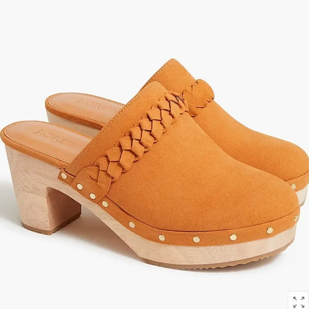 J. Crew Orange Mules with Wooden Heel - Picture 1 of 6